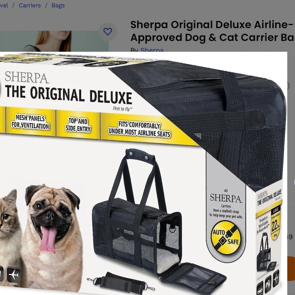 Pre Loved Sherpa Original Airline Approved Small Dog and Cat Carrier.